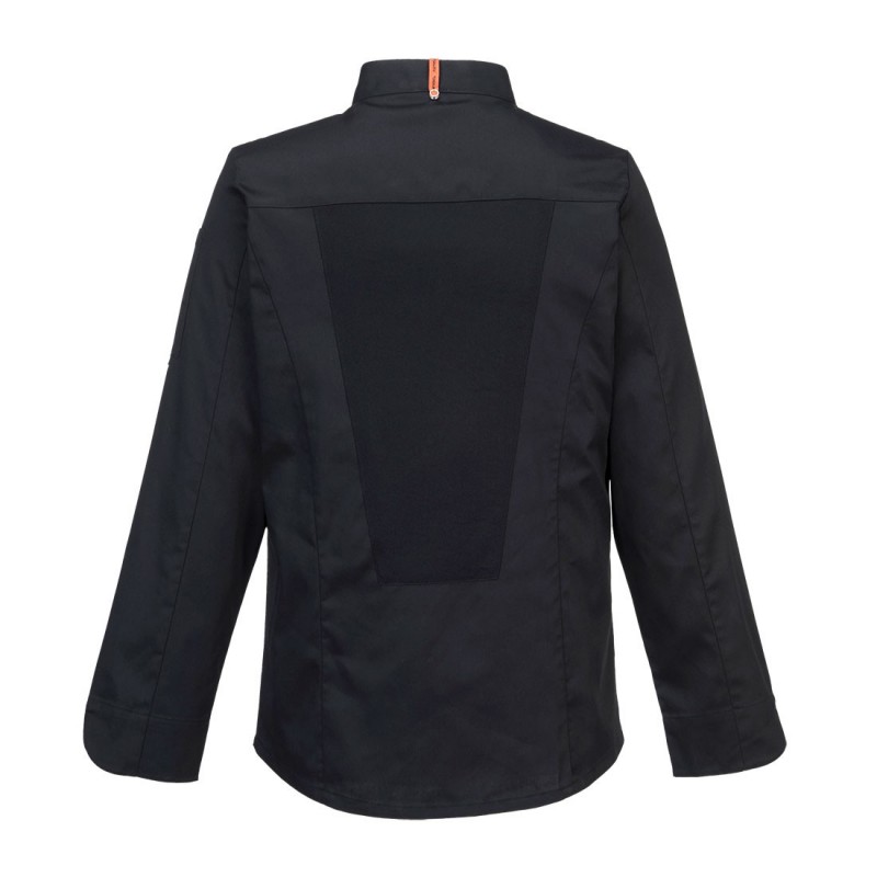 Veste de cuisinier manches longues Meshair Portwest noir cotepro.fr