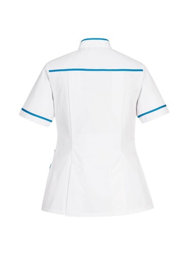 Tunique manches courtes femme travail coupe maternite LW22 Portwest blanc bleu ciel cotepro.fr