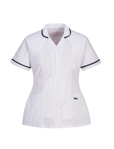 Tunique manches courtes femme travail classique stretch LW17 Portwest blanc cotepro.fr