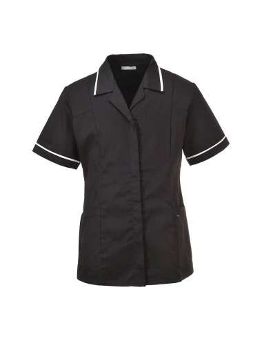 Tunique manches courtes femme travail classique LW20 Portwest noir cotepro.fr