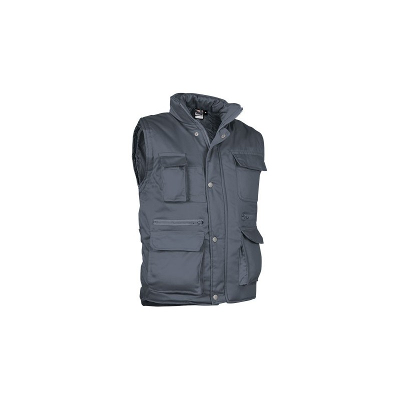 Gilet sans manches bodywarmer unisexe reporter Valento gris