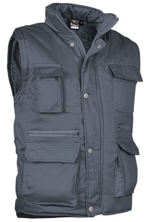 Gilet sans manches bodywarmer unisexe reporter Valento gris