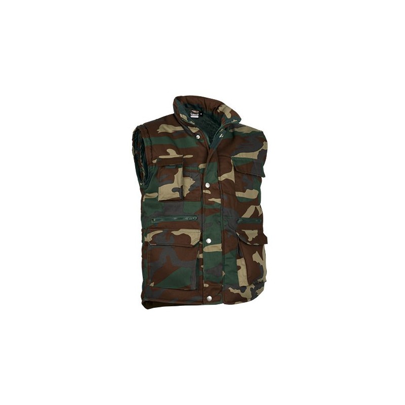 Gilet sans manches bodywarmer unisexe reporter Valento camouflage