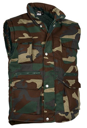 Gilet sans manches bodywarmer unisexe reporter Valento camouflage