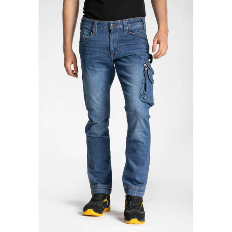 Jeans travail multipoches confort stretch Job Rica Lewis bleu cotepro