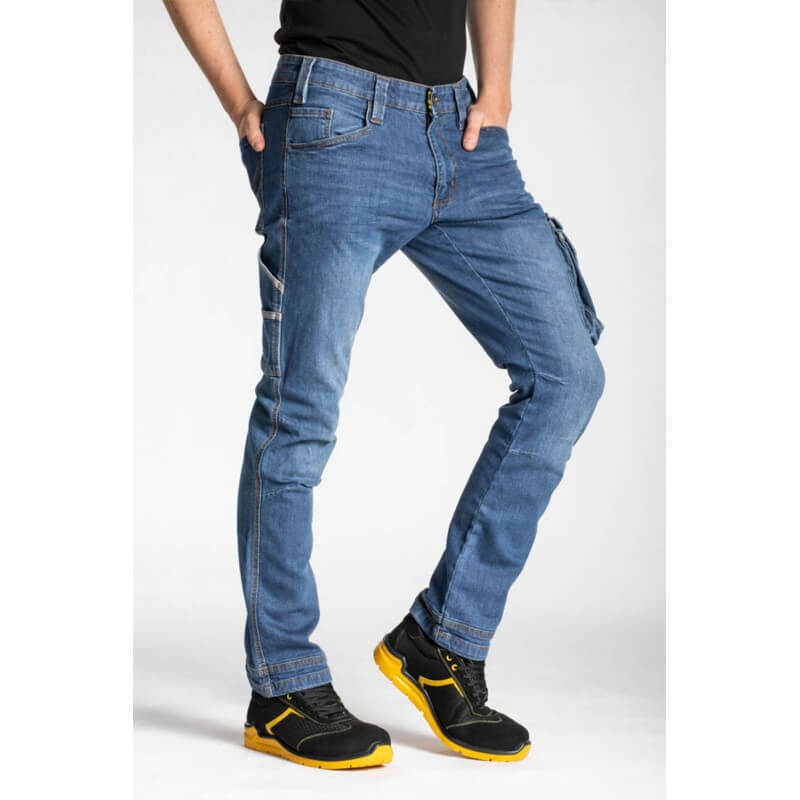 Jeans travail multipoches confort stretch Job Rica Lewis bleu cotepro