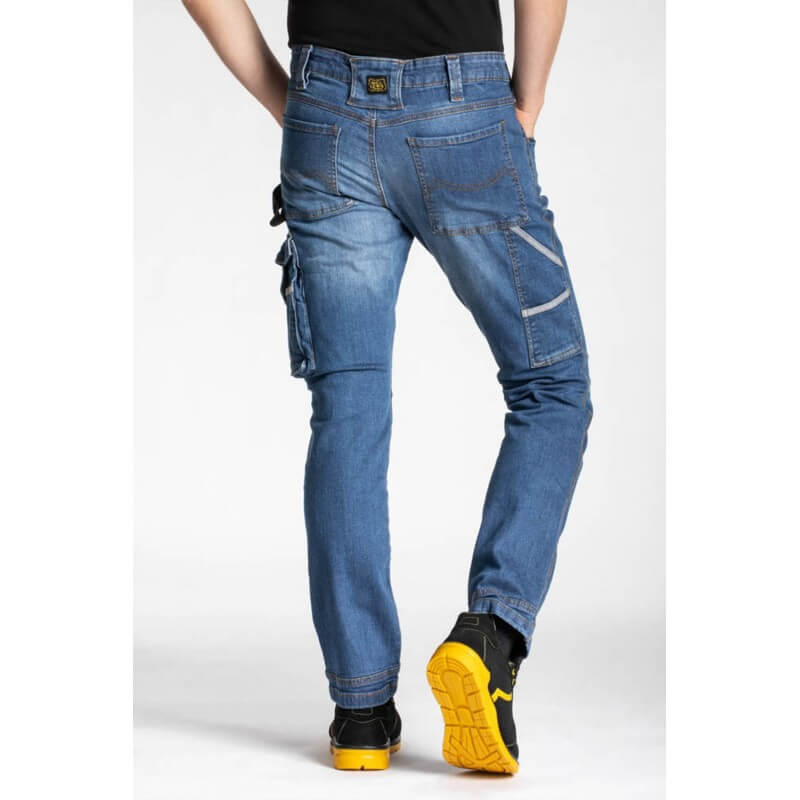 Jeans travail multipoches confort stretch Job Rica Lewis bleu cotepro