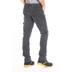 Jeans travail multipoches confort stretch Job Rica Lewis gris cotepro vue arrière