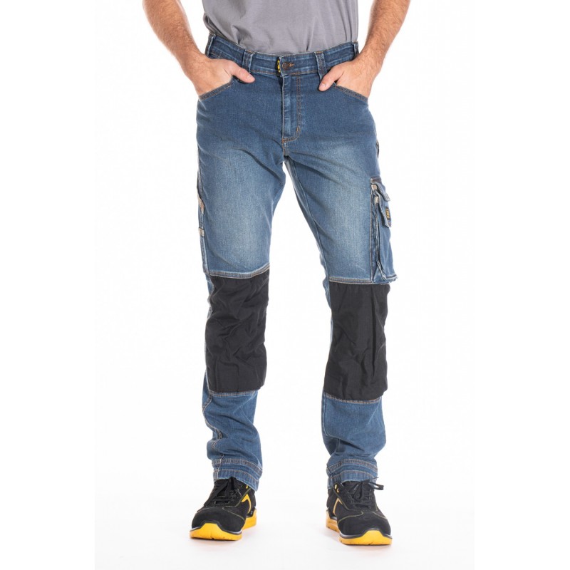 Jeans de travail stretch poches genouilleres Job Pro Rica lewis bleu