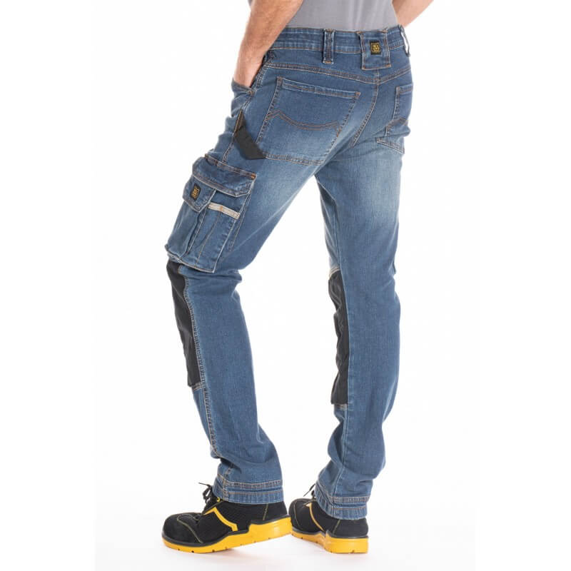 Jeans de travail stretch poches genouilleres Job Pro Rica lewis bleu