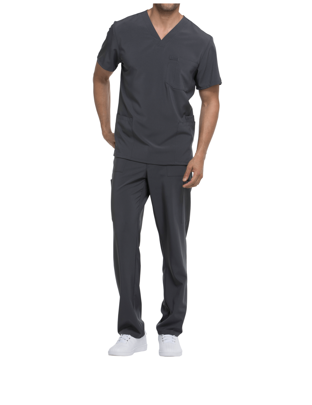 Tunique médicale homme col V Dickies médical caribean cotepro gris