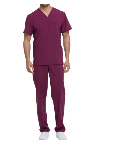 Tunique médicale homme col V Dickies médical caribean cotepro wine