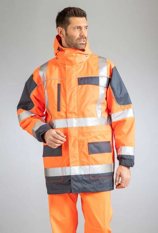 Parka haute visibilite 4 en 1 pluie froid Sononyl DMD cotepro marine/orange