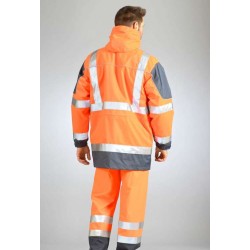 Parka haute visibilite 4 en 1 pluie froid Sononyl DMD cotepro marine/orange dos