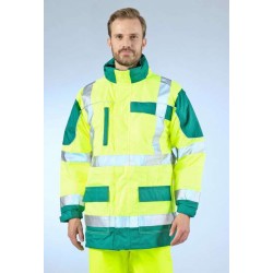 Parka haute visibilite 4 en 1 pluie froid Sononyl DMD cotepro vert/jaune