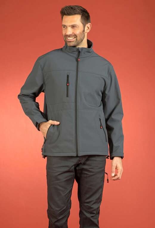 Veste homme softshell 3 couches workfit DMD cotepro gris face