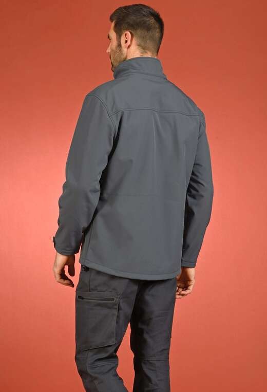 Veste homme softshell 3 couches workfit DMD cotepro gris face