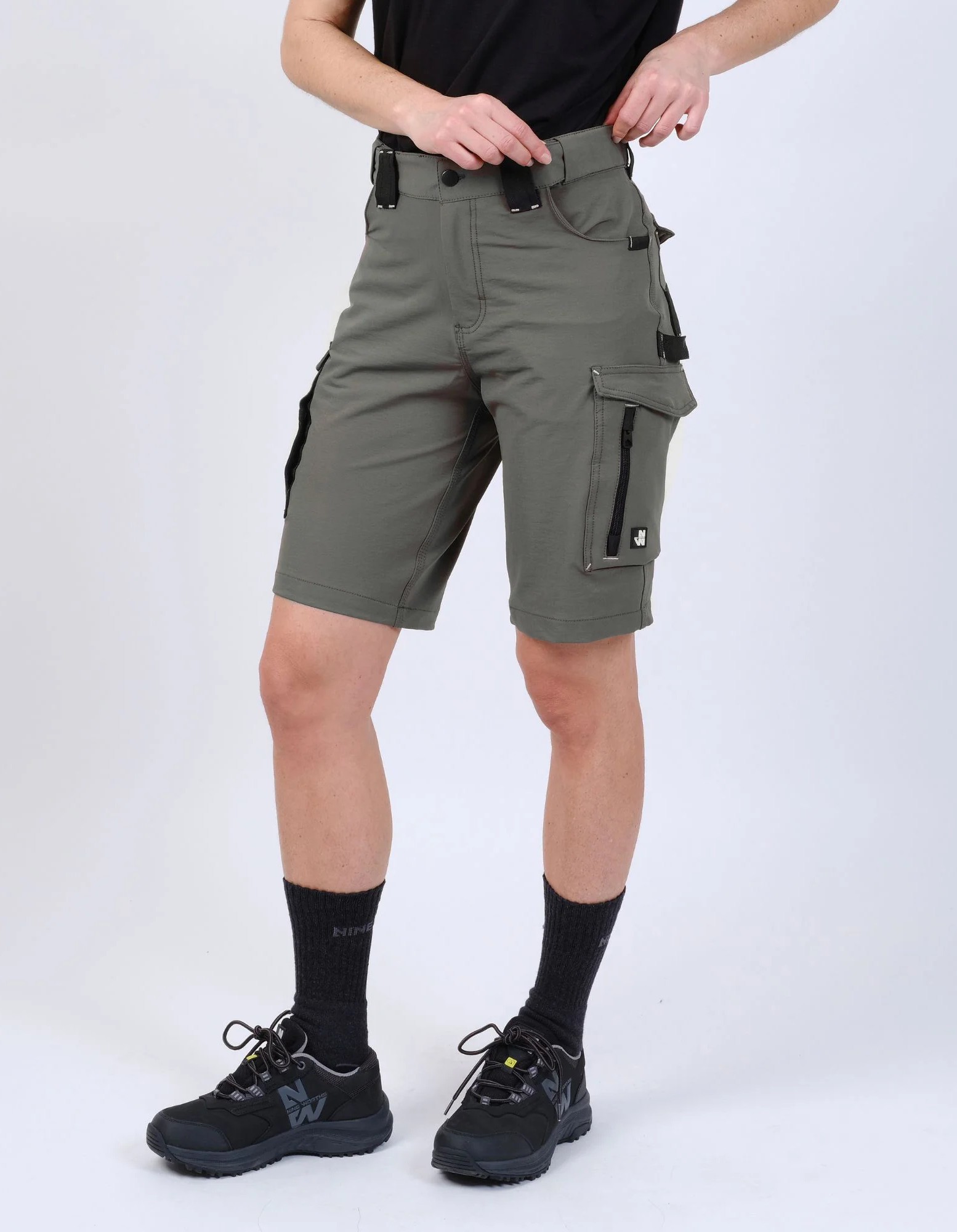 Bermuda travail femme Bendigo stretch Nine Worths kaki vue 1