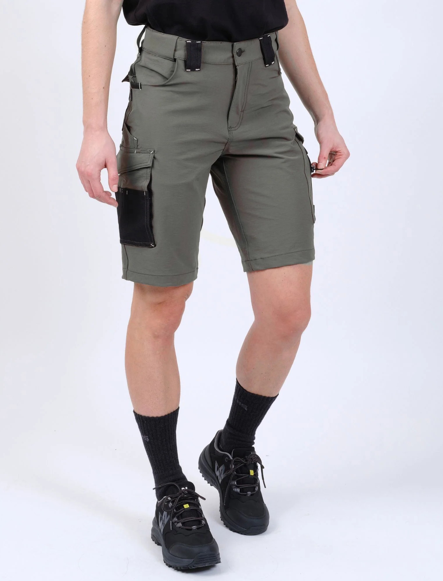 Bermuda travail femme Bendigo stretch Nine Worths kaki vue 1