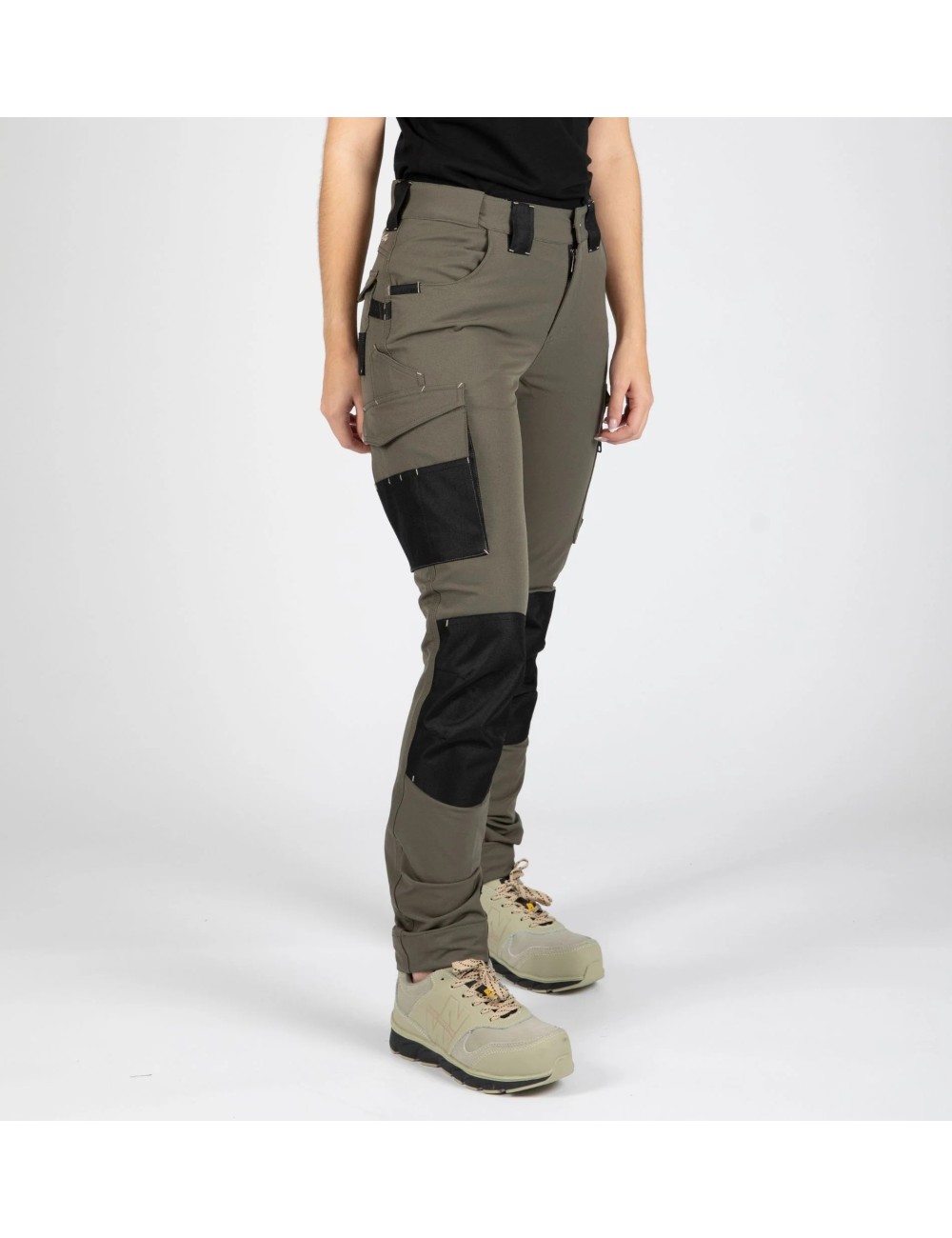 Pantalon travail femme extensible EVE Nine Worths kaki vue 1