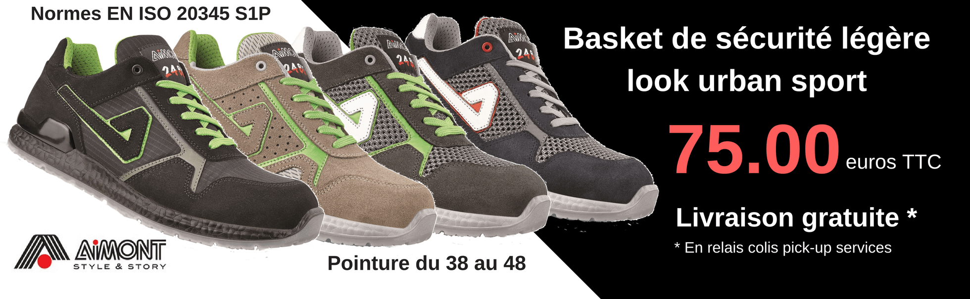 chaussures de sécurité Aimont avec des modèles type basket urban sport